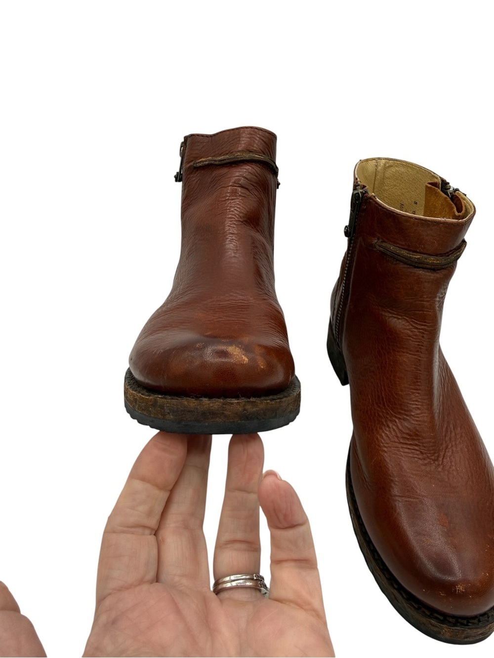 Frye Veronica Seam Leather Short Boots 8 Brown - Picture 6 of 16